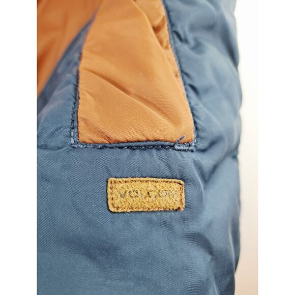 Volcom Men's Navy Brown Orange Puffer Vest Size Medium Outdoor Retro Look - Picture 4 of 6